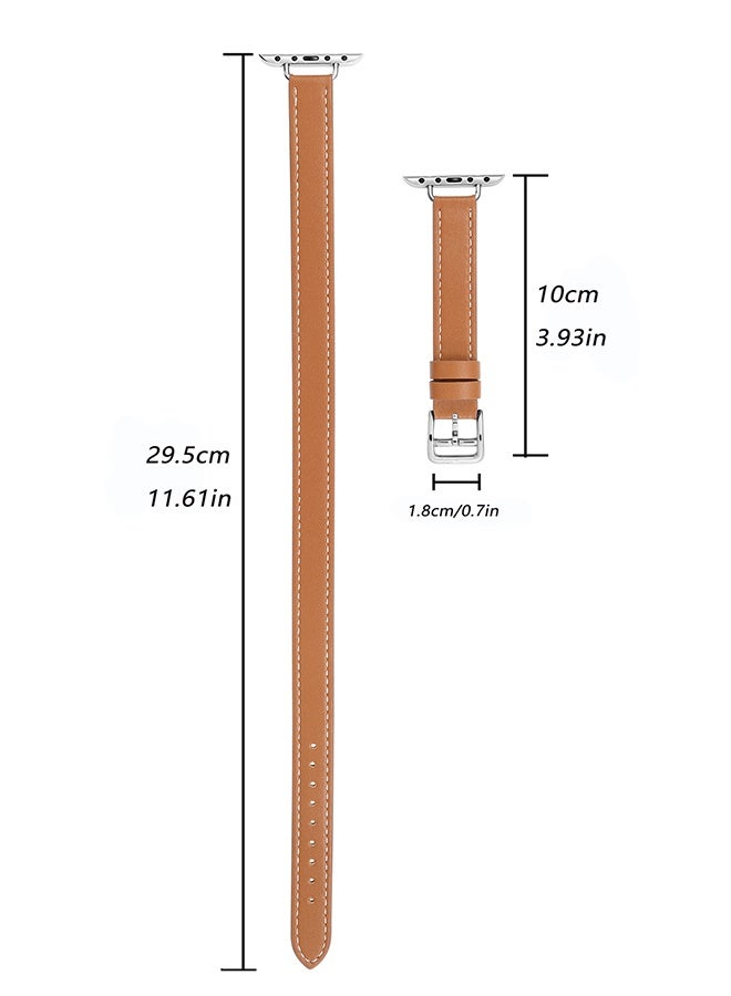 Leather Watch Band Compatible for Apple Watch Series Band 38mm 40mm 41mm 42mm women, Genuine Leather Double Tour Designed Slim Replacement Strap for iWatch Series10 9 8 7 6 SE, Brown - Image 2